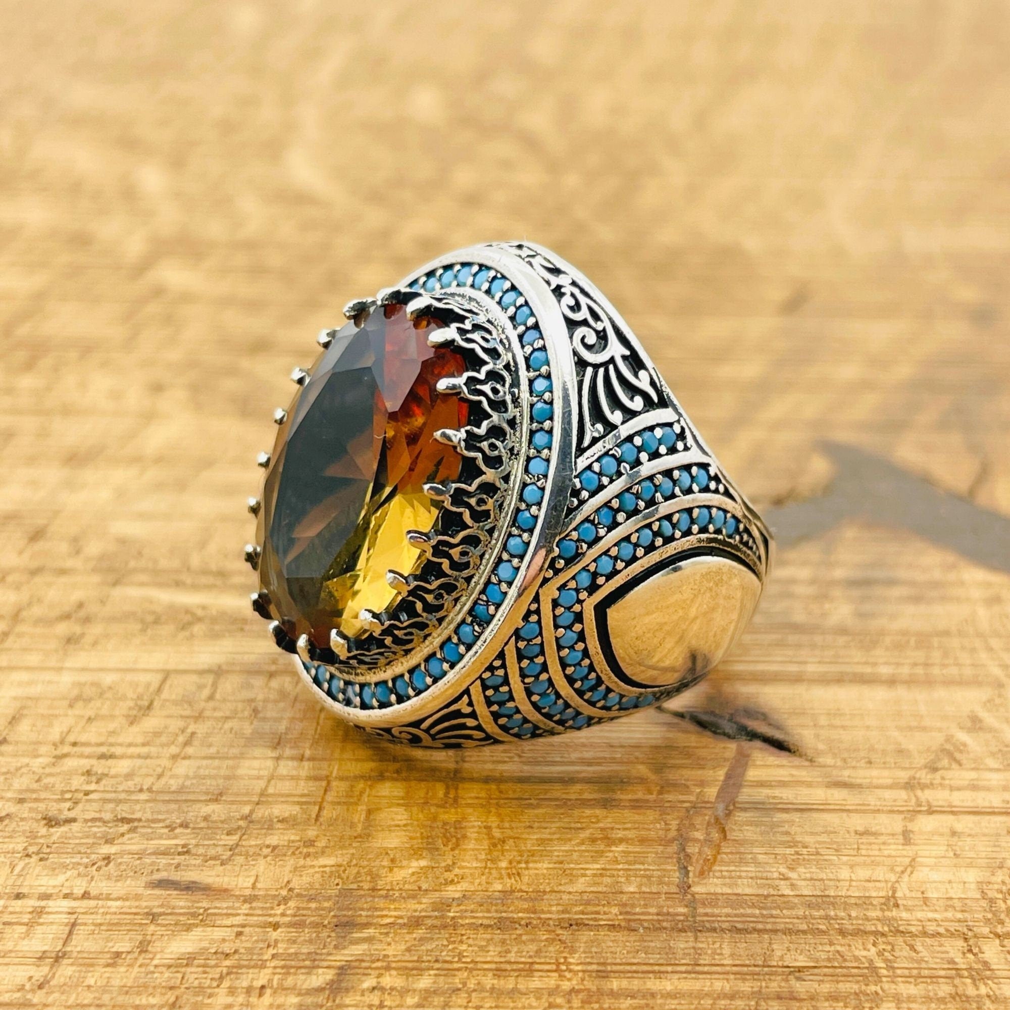 Handcrafted Ottoman Sterling Silver Men's Ring | Color-Changing Zultanite | Luxury Gift for Him