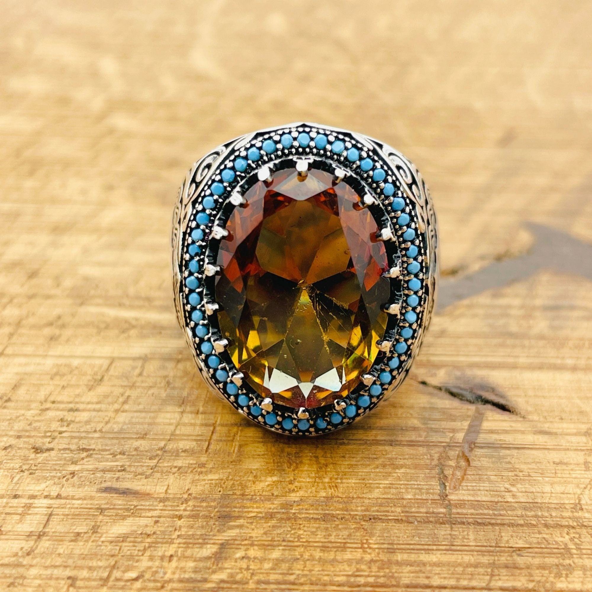 Exquisite Handmade Ottoman Sterling Silver Men's Ring with Hypnotic Color-Changing Zultanite Stone