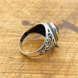 خاتم زولتانيت للرجال يتغير لونه - مجوهرات فضة إسترلينية يدوية الصنع على الطراز العثماني