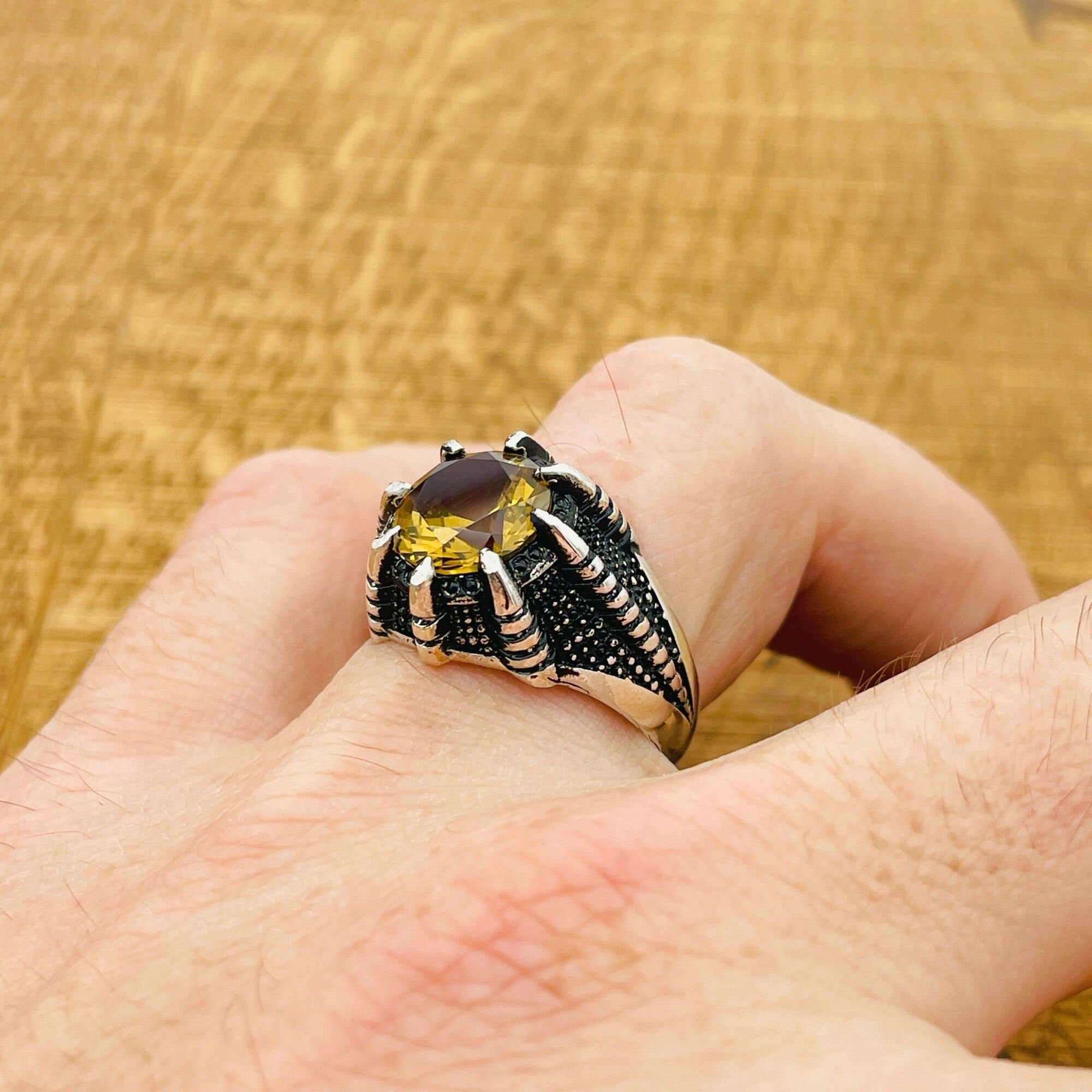 Ottoman Style Color-Changing Zultanite Men's Ring | Handmade 925 Sterling Silver Statement Jewelry