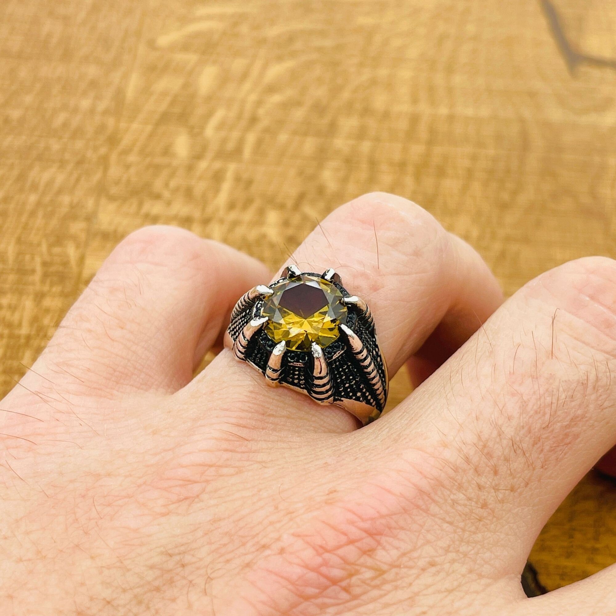 Ottoman Style Color-Changing Zultanite Men's Ring | Handmade 925 Sterling Silver Statement Jewelry