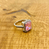 여성용 수제 925 스털링 실버 핑크 모거나이트 쥬얼리 세트 - 반지, 목걸이 및 귀걸이 선물