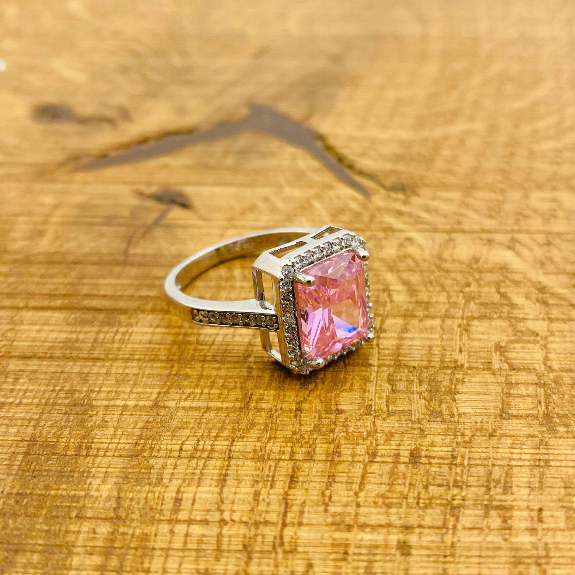 여성용 수제 925 스털링 실버 핑크 모거나이트 쥬얼리 세트 - 반지, 목걸이 및 귀걸이 선물