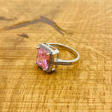 여성용 수제 925 스털링 실버 핑크 모거나이트 쥬얼리 세트 - 반지, 목걸이 및 귀걸이 선물