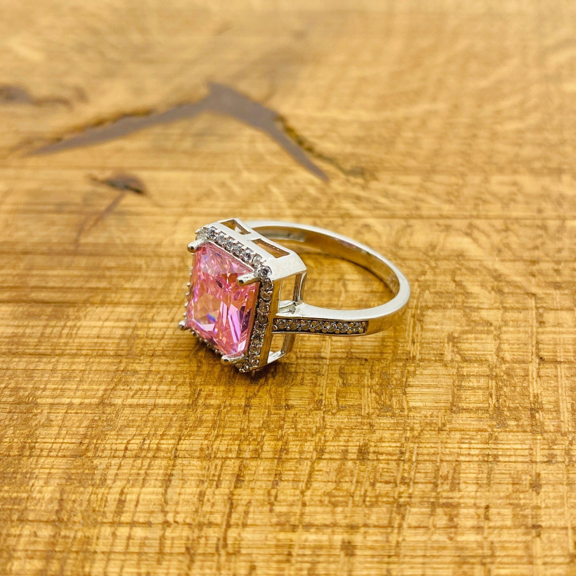 여성용 수제 925 스털링 실버 핑크 모거나이트 쥬얼리 세트 - 반지, 목걸이 및 귀걸이 선물