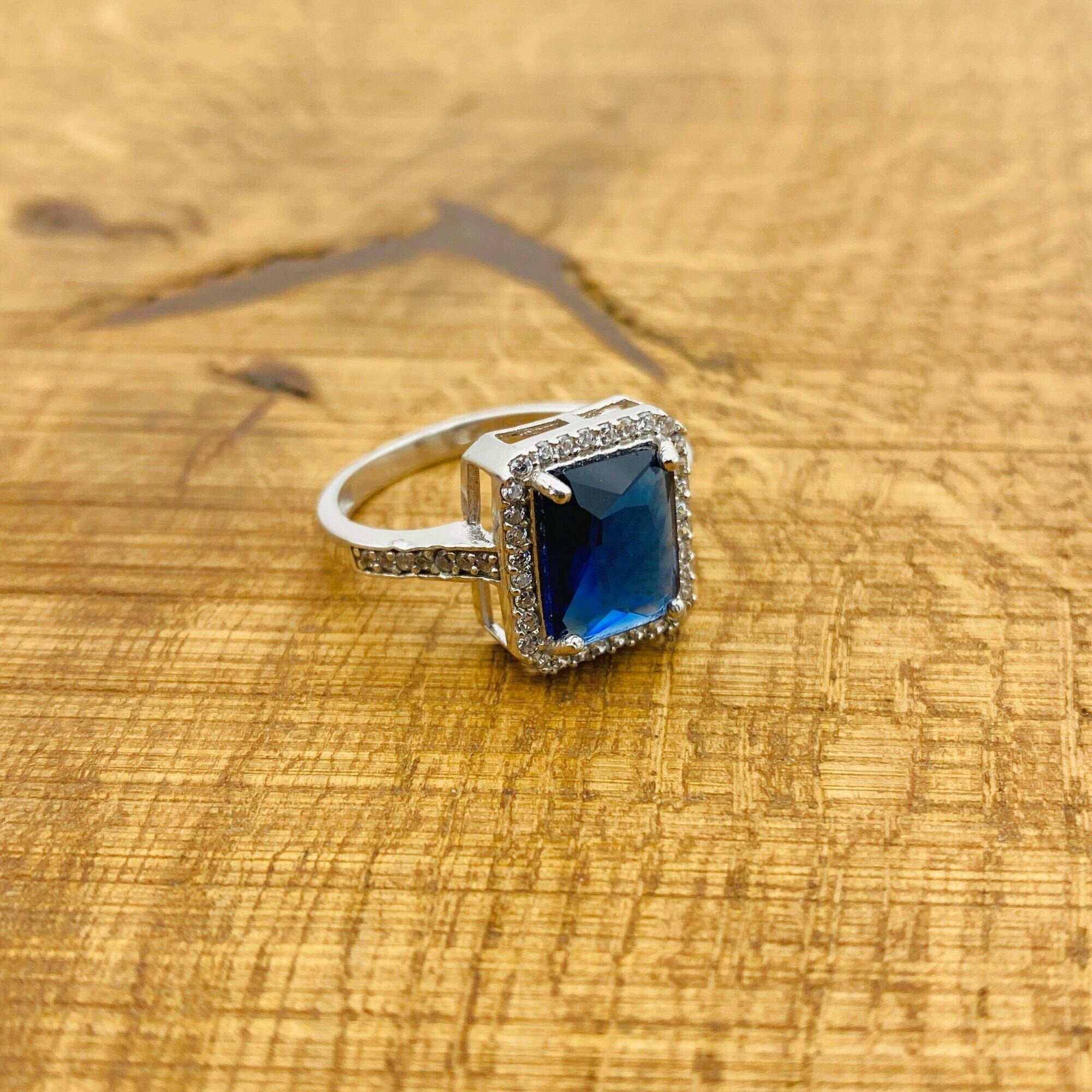 여성 수제 터키 925 스털링 실버 사파이어 주얼리 세트 - 목걸이, 귀걸이 및 반지