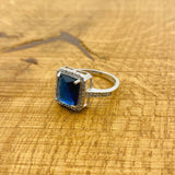 여성 수제 터키 925 스털링 실버 사파이어 주얼리 세트 - 목걸이, 귀걸이 및 반지