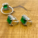 정교한 터키 수제 에메랄드 & 925 스털링 실버 주얼리 세트 - 목걸이, 반지, 귀걸이 선물 상자 포함