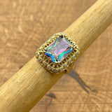 Elegant Multi-Color Mystic Topaz Gold-Plated 925 Sterling Silver Ring for Women