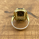 خاتم أنيق تركي يدوي الصنع من العقيق الأسود مطلي بالذهب فضة استرلينية 925 للنساء