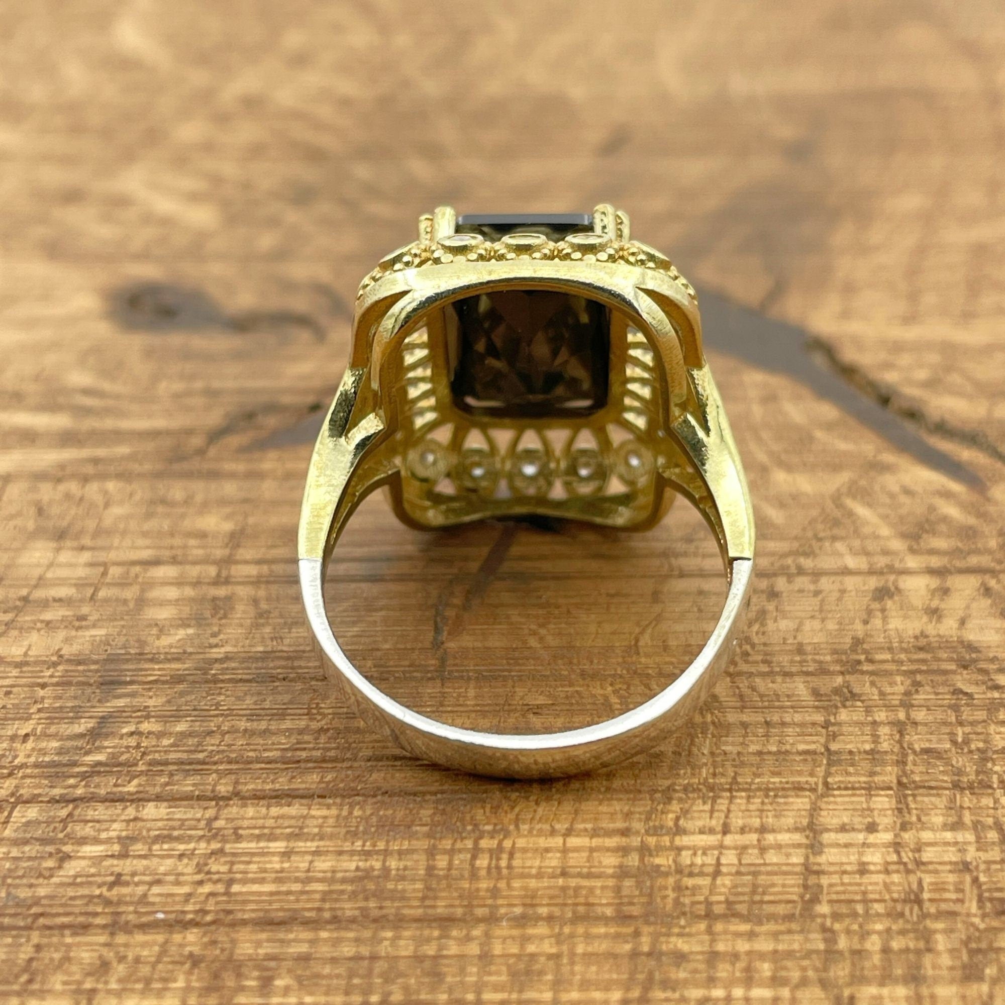 خاتم أنيق تركي يدوي الصنع من العقيق الأسود مطلي بالذهب فضة استرلينية 925 للنساء