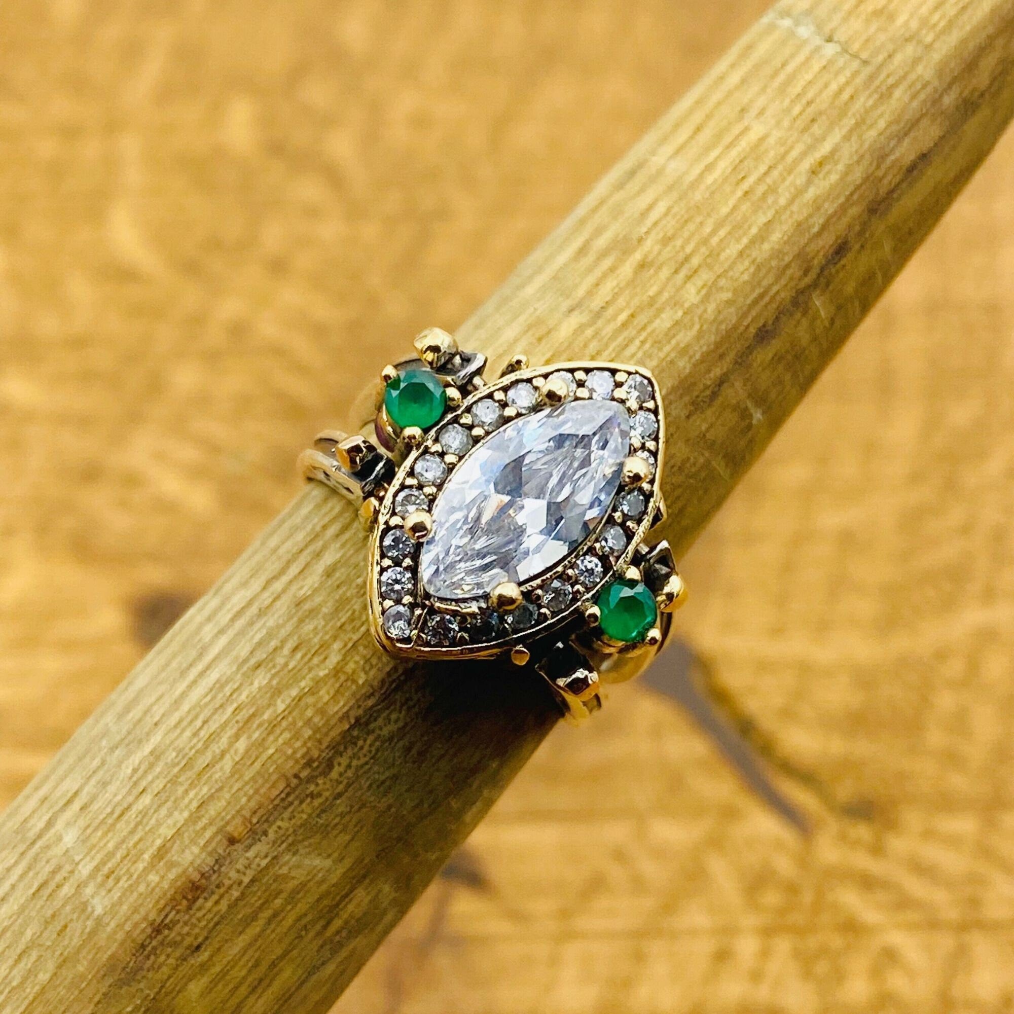 Handmade 925 Sterling Silver Reversible Ring with White Zircon & Zultanite Gemstones - Versatile Two-in-One Design for Her