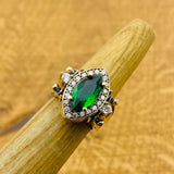 925 Sterling Silver Reversible Ring with Natural Onyx & Emerald Gemstones | Elegant Women's Jewelry Gift