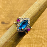 Reversible 925 Sterling Silver Ruby & Sapphire Gemstone Ring for Women