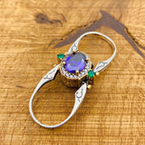 Handcrafted 925 Sterling Silver Reversible Ruby & Amethyst Oval Gemstone Ring - Two-in-One Design