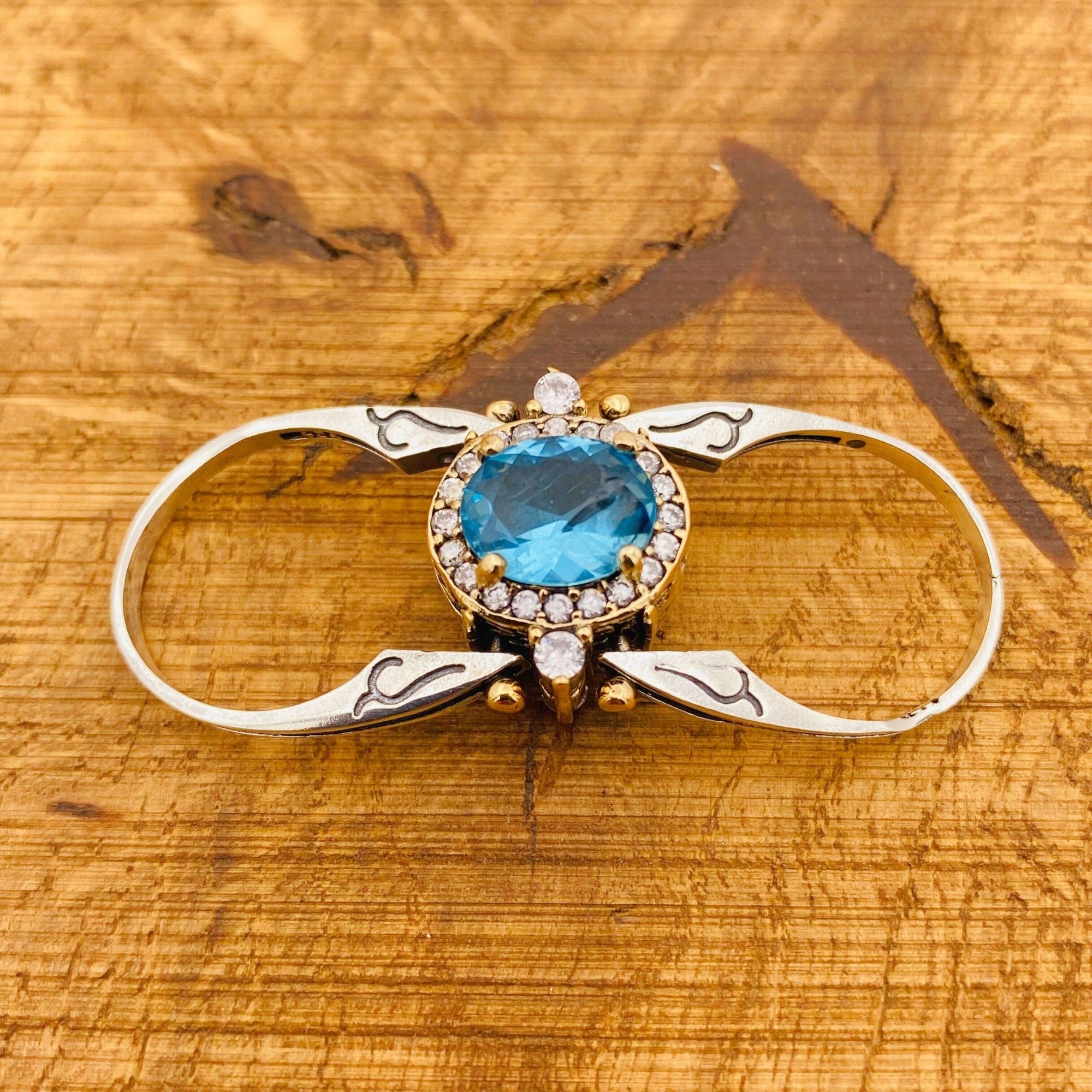 Handcrafted Reversible Emerald & Aqua Multi-Stone Ring | 925 Sterling Silver Oval Gemstone Jewelry for Women