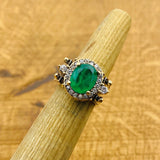 Handcrafted Reversible Emerald & Aqua Multi-Stone Ring | 925 Sterling Silver Oval Gemstone Jewelry for Women