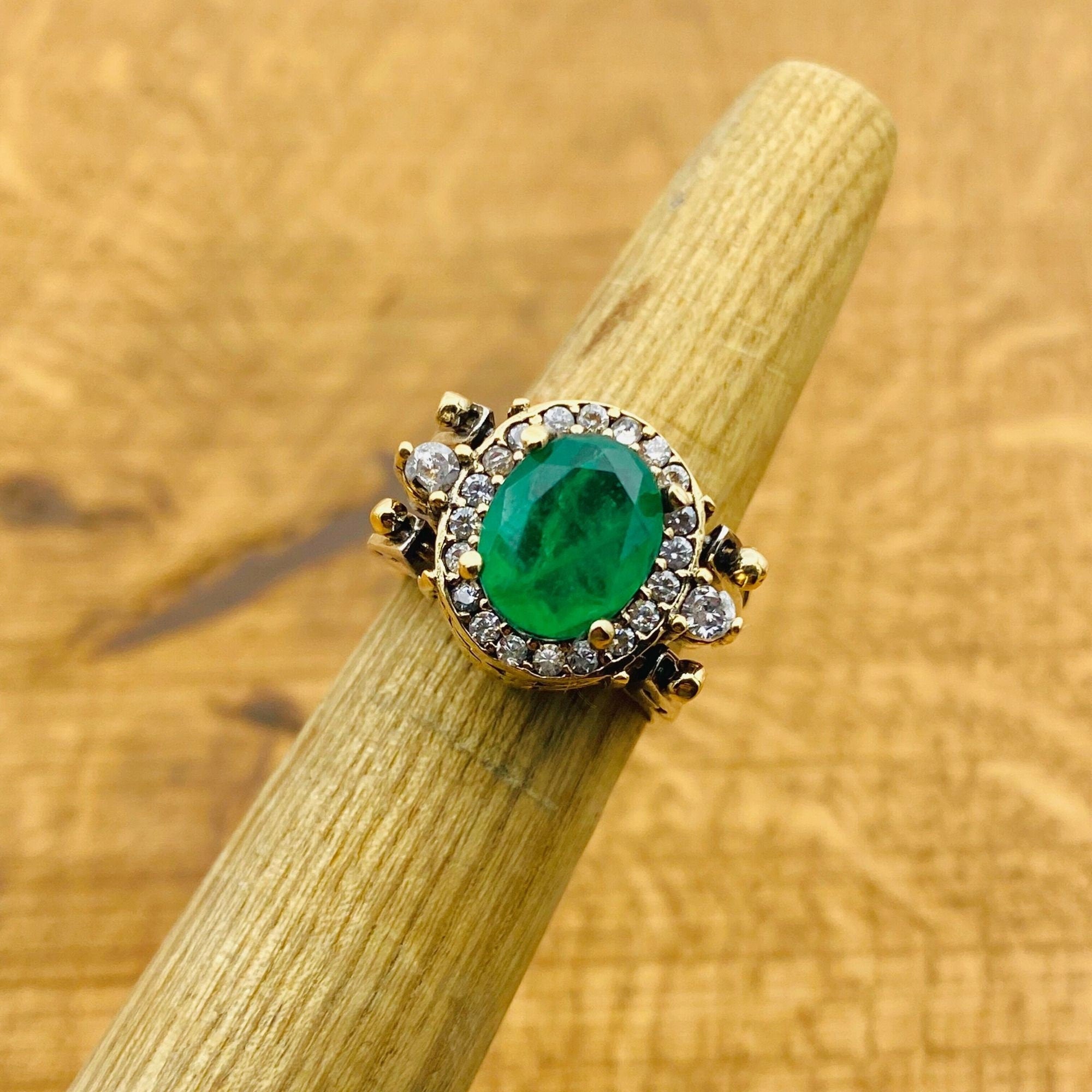 Handcrafted Reversible Emerald & Aqua Multi-Stone Ring | 925 Sterling Silver Oval Gemstone Jewelry for Women