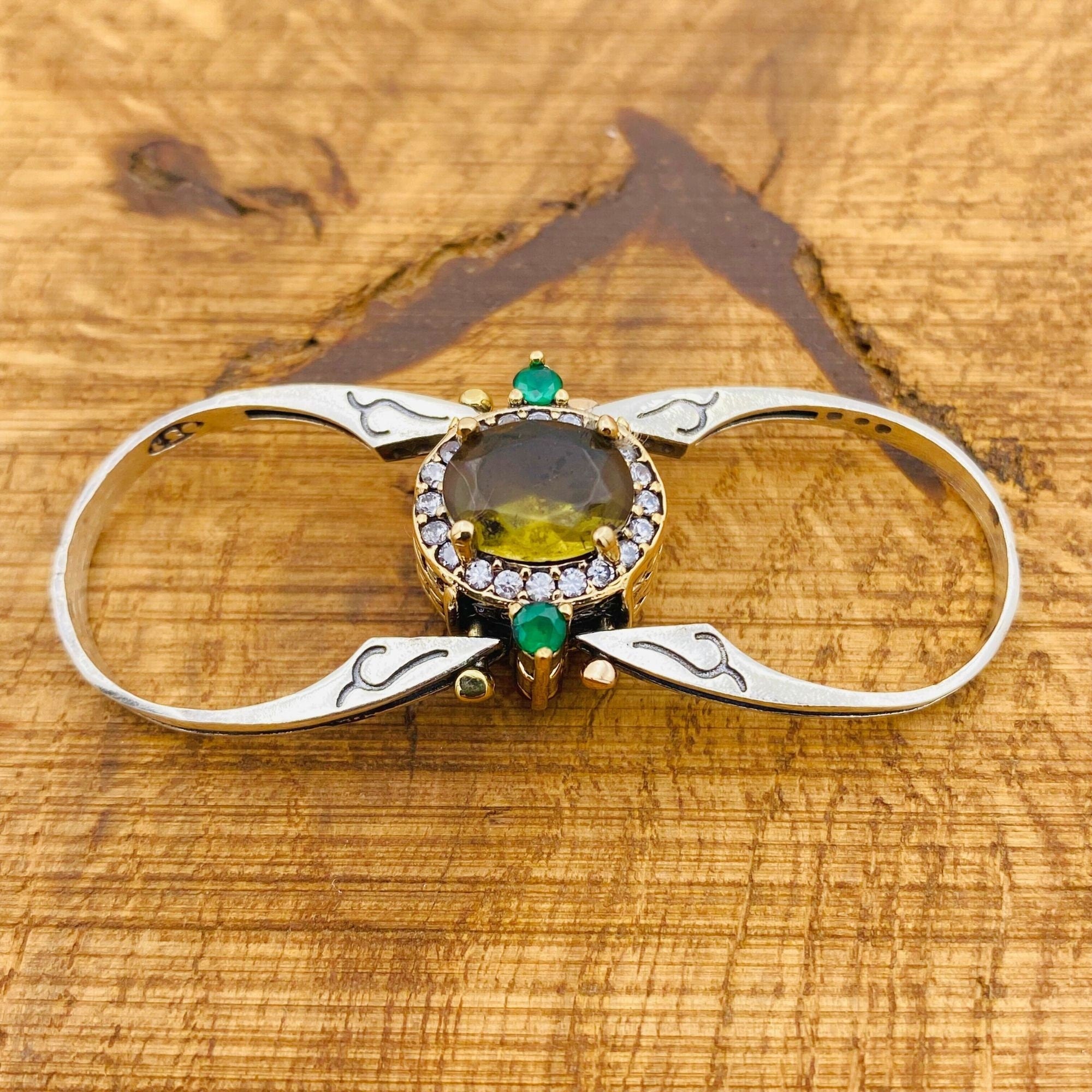 Handcrafted 925K Sterling Silver Reversible Sapphire & Zultanite Oval Ring - Multi-Stone Gemstone Jewelry