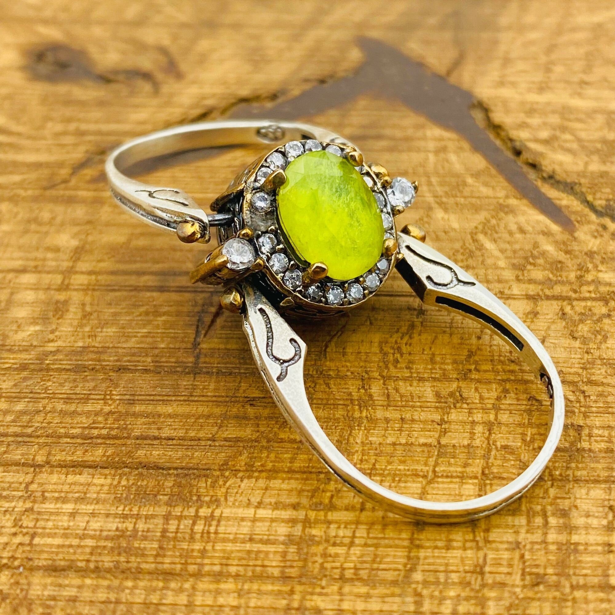 Handmade 925 Sterling Silver Reversible Ruby & Yellow Tourmaline Multi-Stone Ring for Women