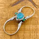 خاتم عكسي يدوي الصنع فاخر | كوارتز وردي وتركيواز فضة استرلينية 925 هدية لها