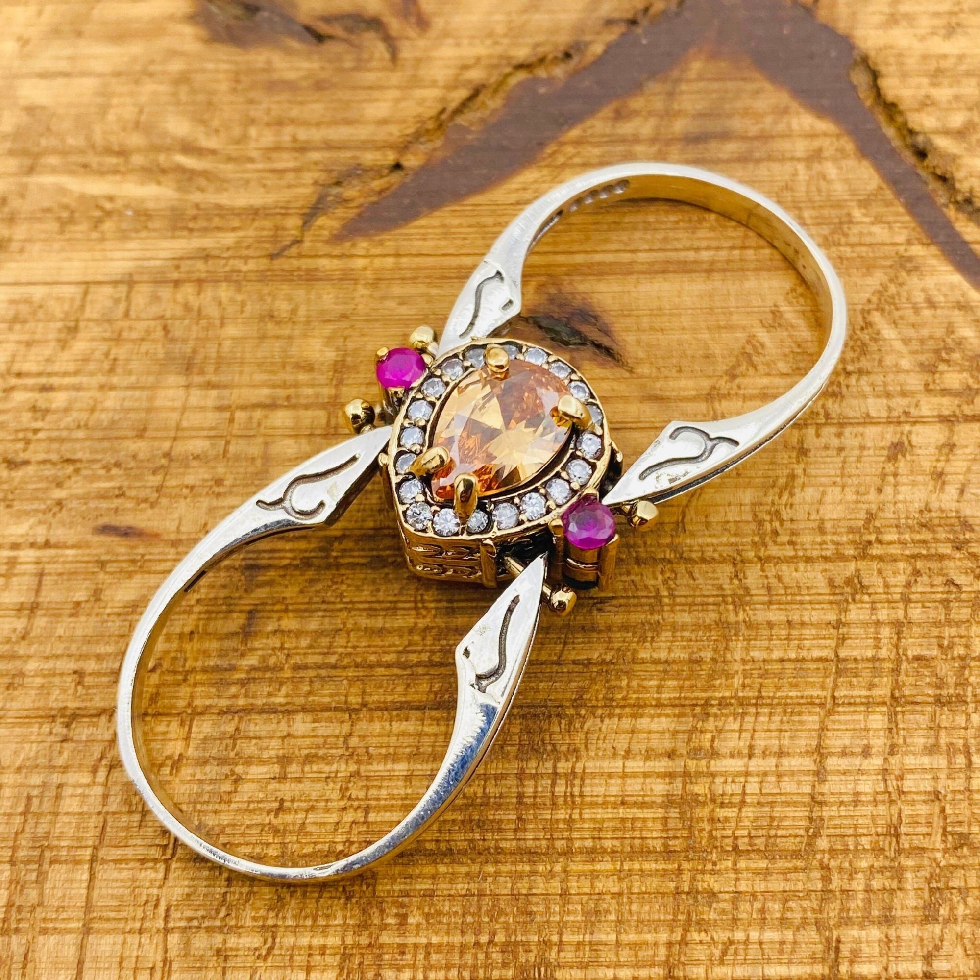 Unique Reversible Amethyst & Citrine Ring | Two-in-One 925 Sterling Silver Women's Gift Jewelry