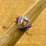 Unique Reversible Amethyst & Citrine Ring | Two-in-One 925 Sterling Silver Women's Gift Jewelry