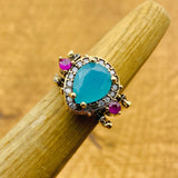 Extraordinary Reversible Ruby & Turquoise Ring - Two-in-One 925 Sterling Silver Gemstone Jewelry for Women