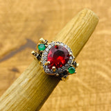 Handmade Reversible Sterling Silver Multi-Stone Ring | Turquoise & Ruby Gemstone | Customizable