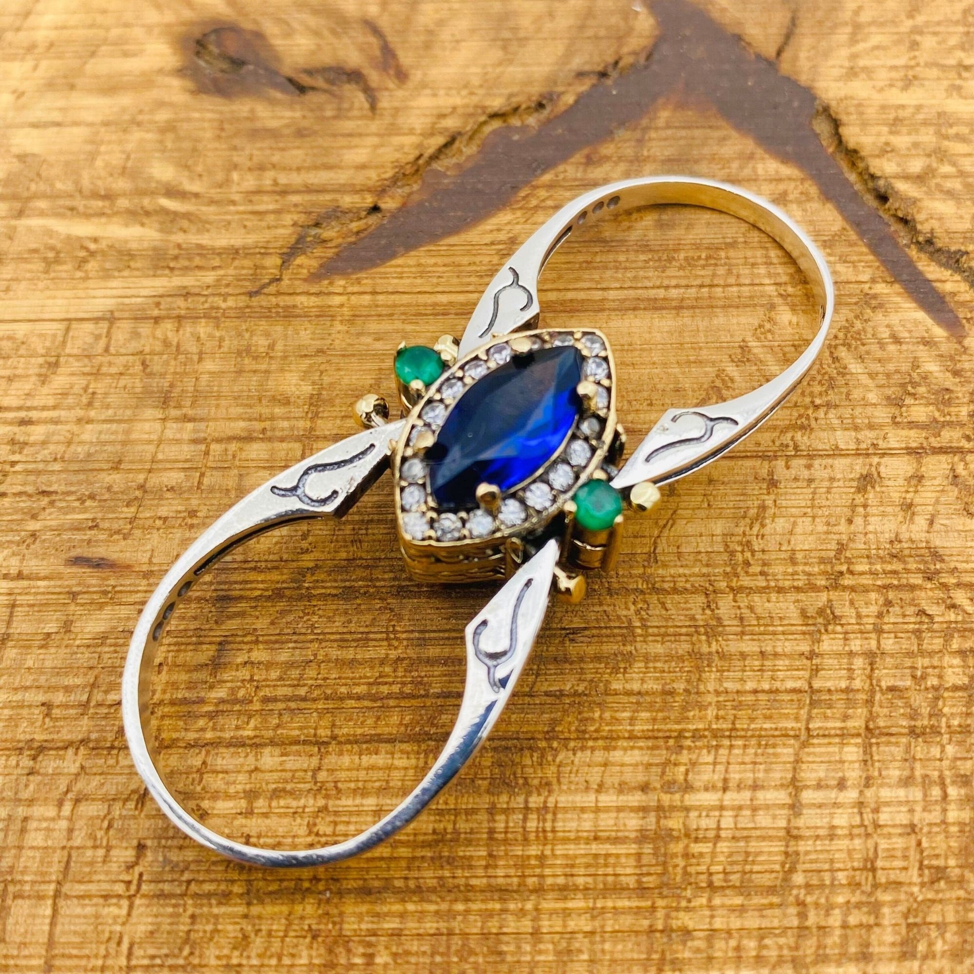 خاتم فريد قابل للعكس من الزركون والياقوت - فضة استرلينية 925 | هدية مجوهرات بحجر كريم مزدوجة الاستخدام لها