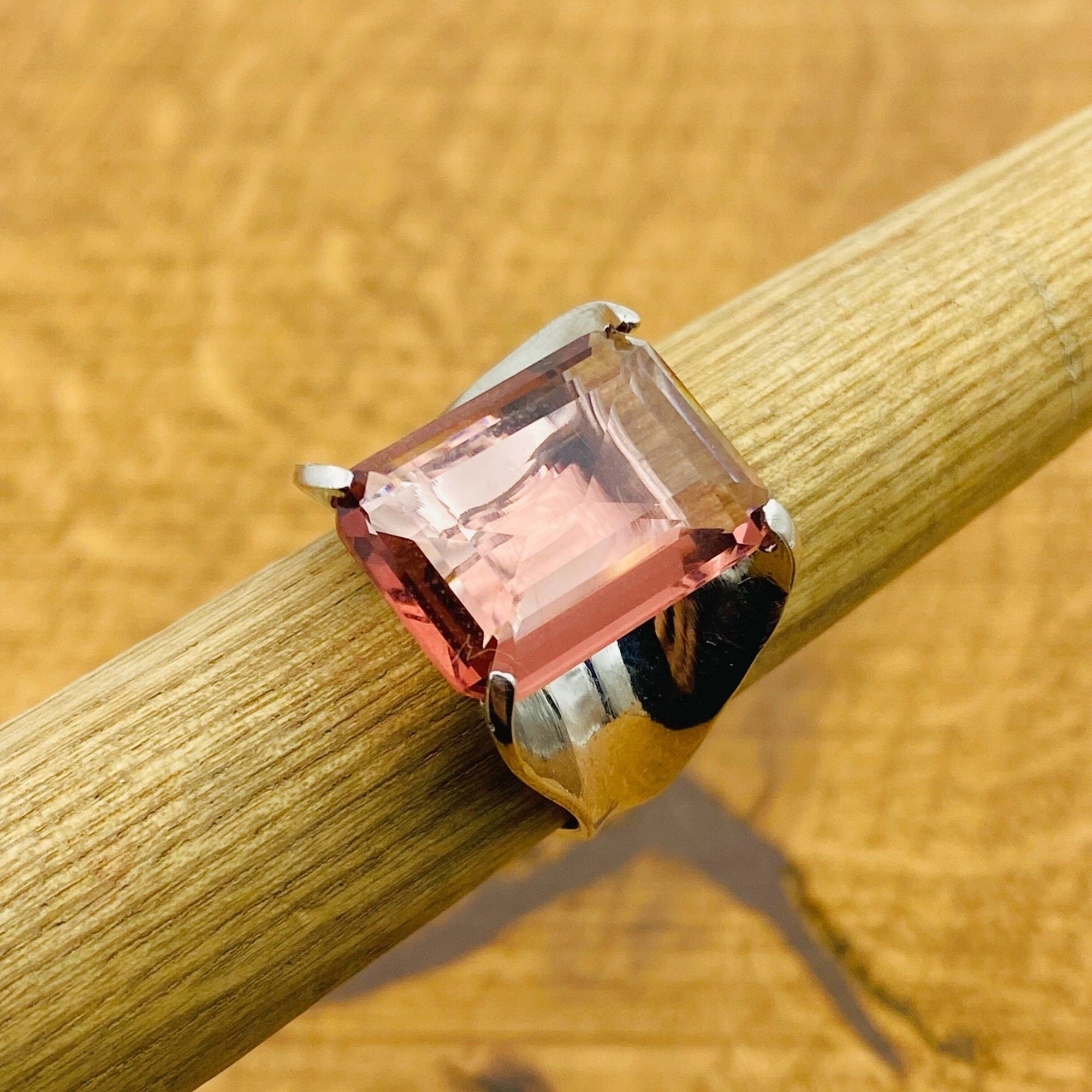 Elegant Handcrafted 925 Sterling Silver Pink Morganite Ring - Stackable & Birthstone Gift for Her
