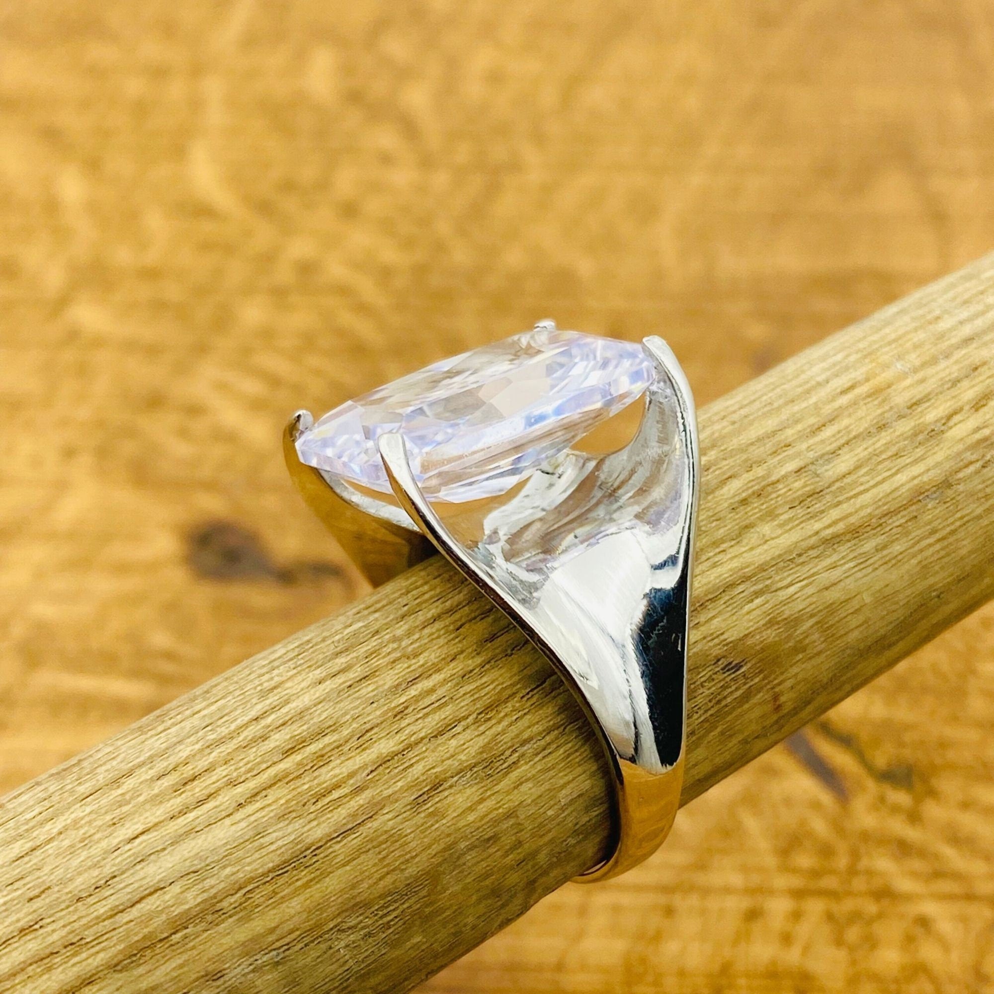 Elegant Handmade White Zircon Ring for Women - Genuine 925 Sterling Silver Stacking Jewelry Gift