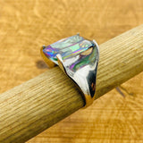 Genuine Mystic Topaz Stacking Ring | Handcrafted 925 Sterling Silver for Women | Unique Big Stone Gift