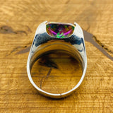 Genuine Mystic Topaz Stacking Ring | Handcrafted 925 Sterling Silver for Women | Unique Big Stone Gift