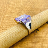 Exquisite Women's Amethyst Stacking Ring - Genuine 925K Sterling Silver Handmade Birthstone Jewelry