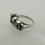 Men's 925 Sterling Silver Motorcycle Ring | Handmade Biker Jewelry Gift for Him
