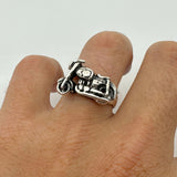 Men's 925 Sterling Silver Motorcycle Ring | Handmade Biker Jewelry Gift for Him