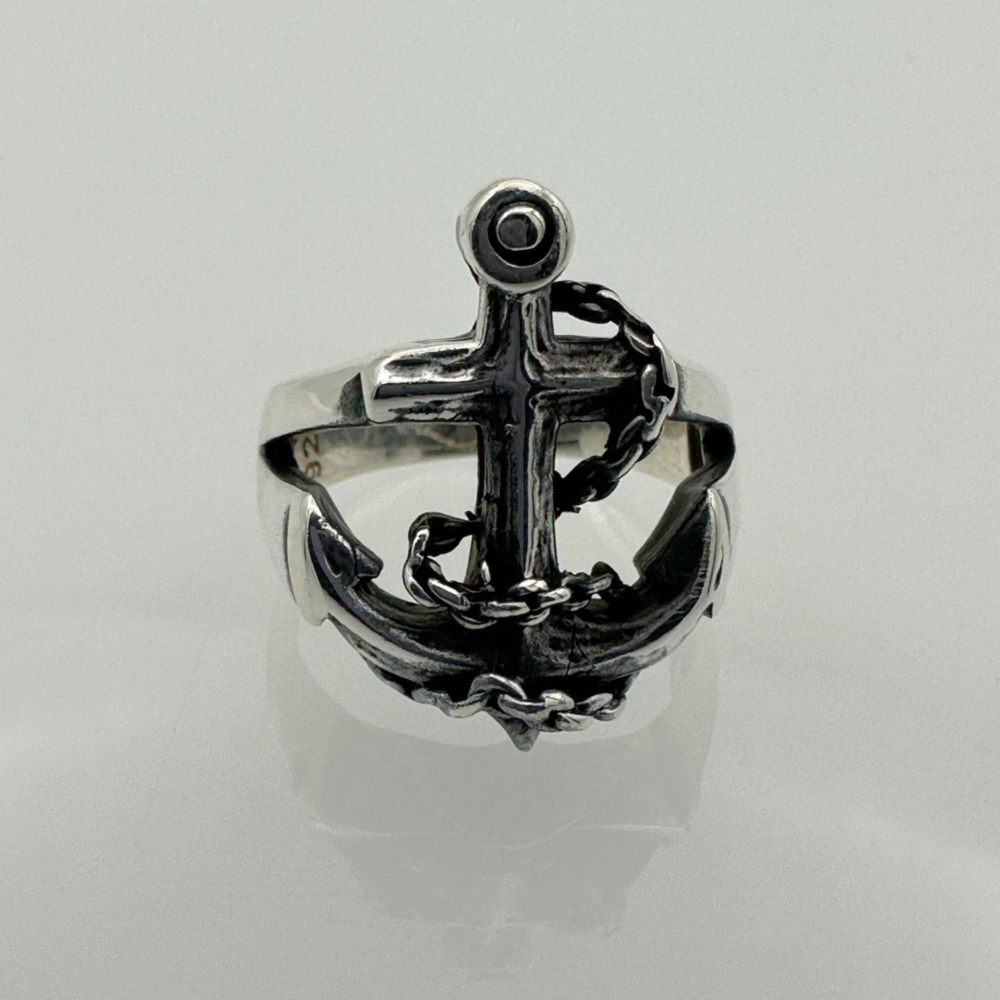 Men's Handcrafted 925 Sterling Silver Anchor Ring - Nautical Maritime Jewelry Gift
