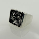 Authentic Hand-Engraved Native American Chief 925 Sterling Silver Ring for Men - Heritage Gift Jewelry