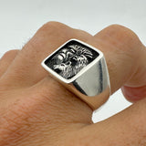 Authentic Hand-Engraved Native American Chief 925 Sterling Silver Ring for Men - Heritage Gift Jewelry