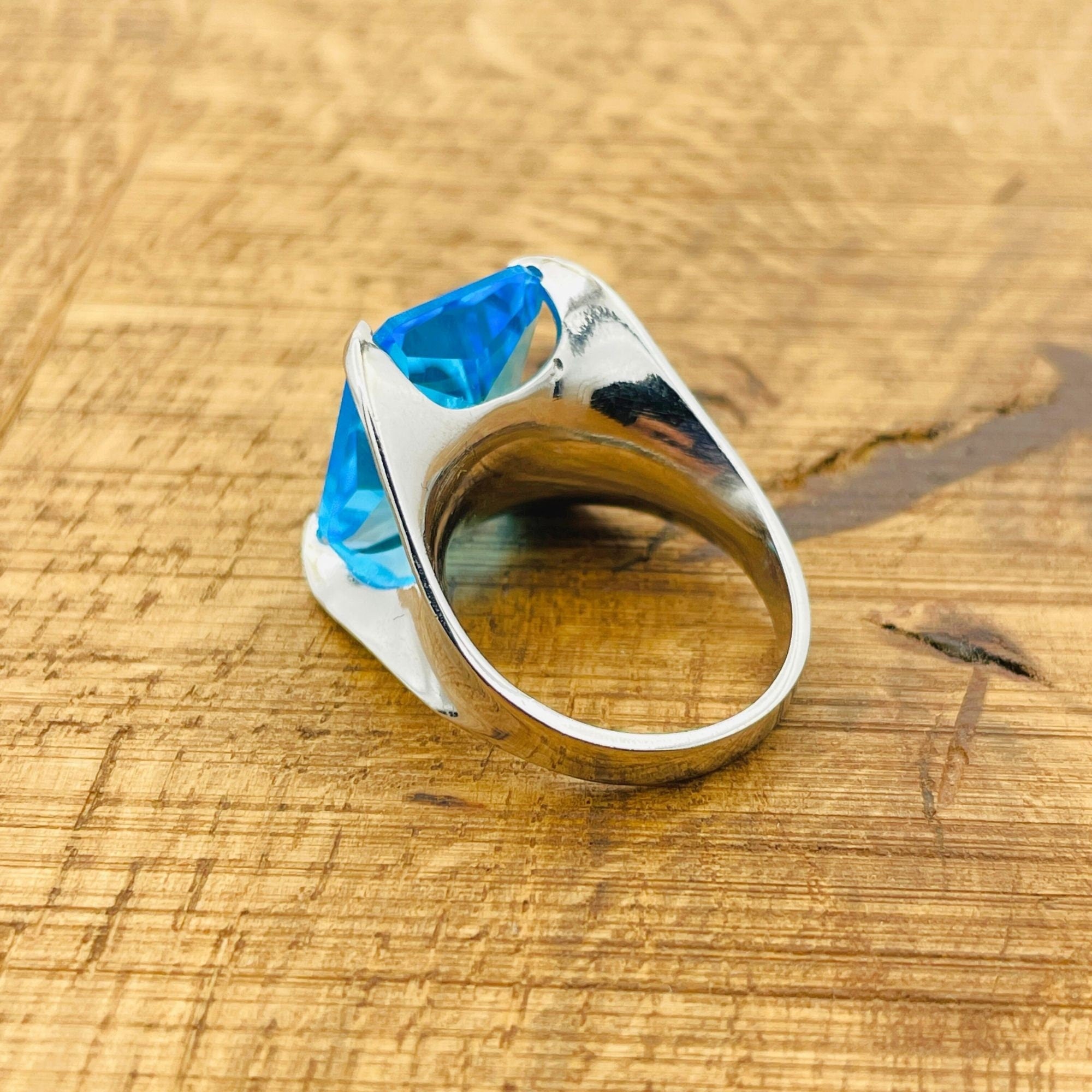 Turkish Handmade 925 Sterling Silver Aquamarine Ring for Women - Elegant March Birthstone Jewelry Gift