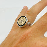 Handmade 925 Sterling Silver Men's Islamic Ring with Engraved Arabic Stone - Religious Jewelry Gift