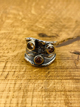 Artisan Handmade 925 Sterling Silver Adjustable Champagne Citrine Ring for Women