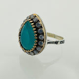 Handcrafted Turkish Sterling Silver Blue Turquoise Heart Ring for Women