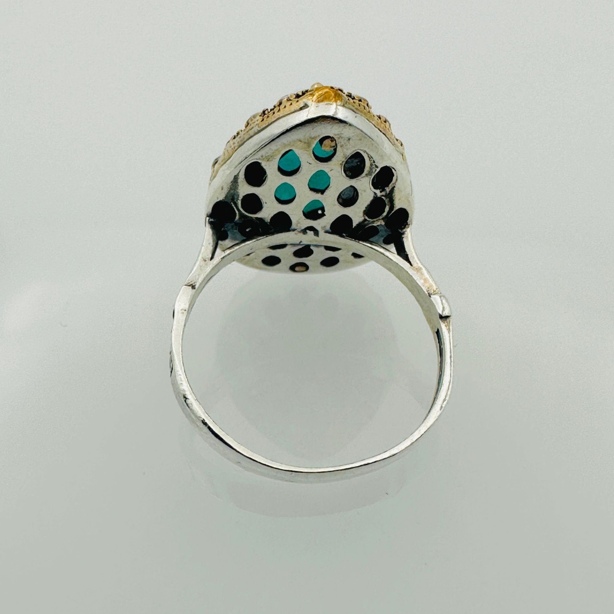 Handcrafted Turkish Sterling Silver Blue Turquoise Heart Ring for Women