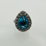 خاتم قلب من الفيروز المائي الفضي الإسترليني 925 اليدوي التركي - هدية رائعة للنساء