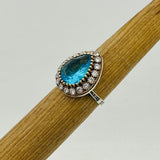 خاتم قلب من الفيروز المائي الفضي الإسترليني 925 اليدوي التركي - هدية رائعة للنساء