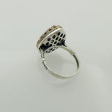 خاتم يدوي من الفضة الإسترلينية 925 بحجر التوباز الغامض للنساء - هدية حجر كريم متعدد الألوان عتيقة