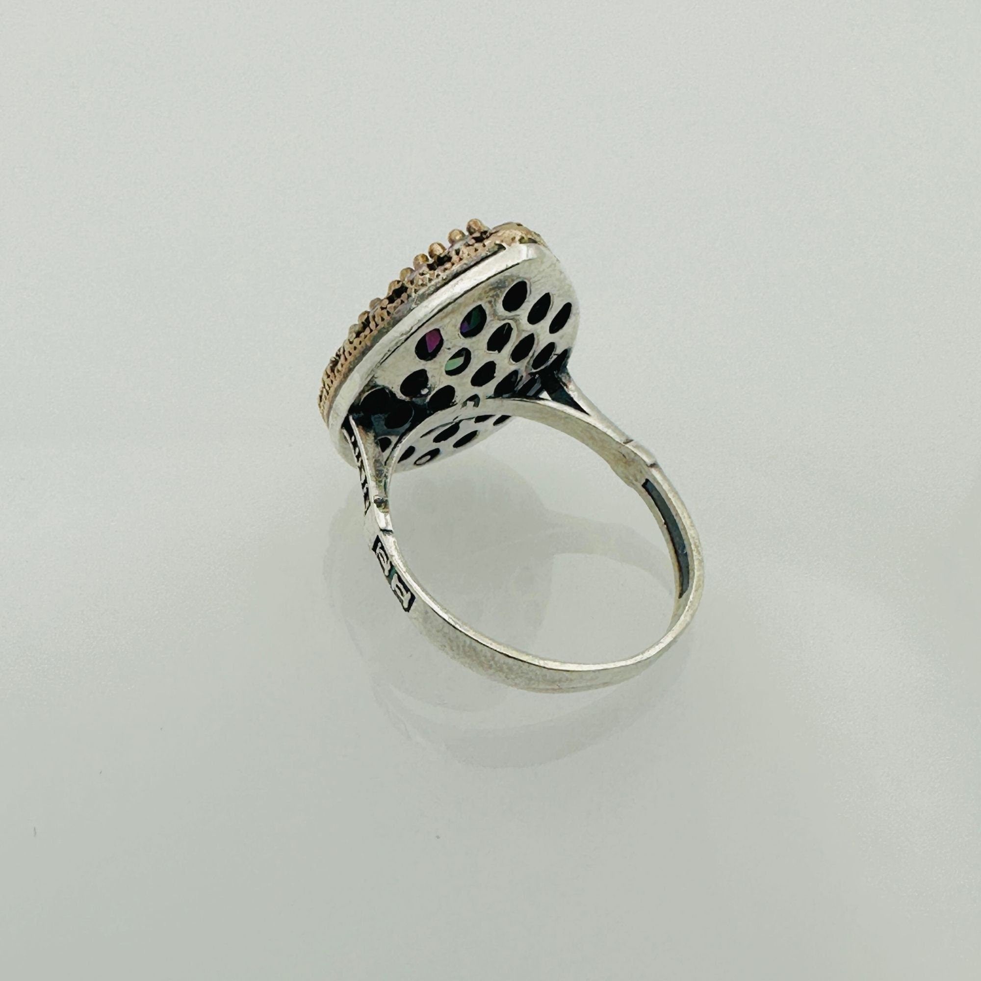 خاتم يدوي من الفضة الإسترلينية 925 بحجر التوباز الغامض للنساء - هدية حجر كريم متعدد الألوان عتيقة