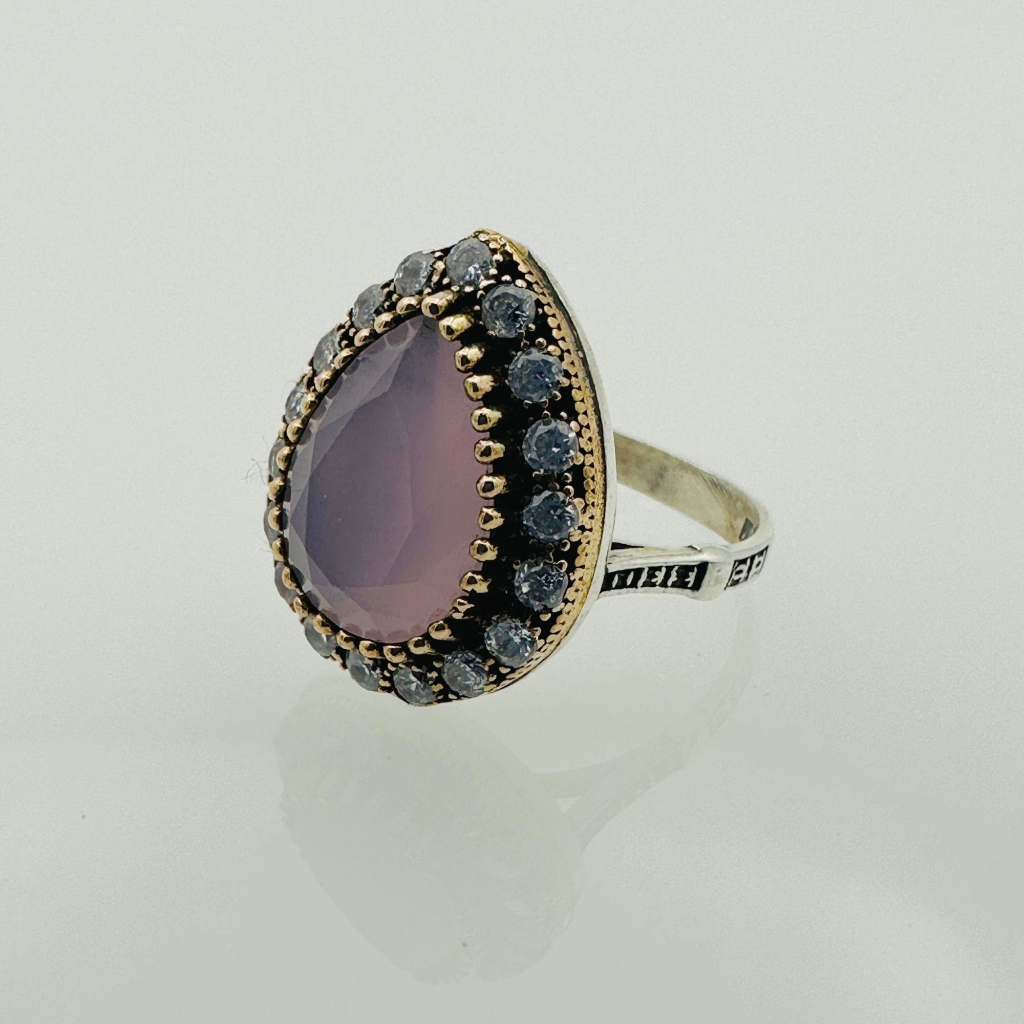 Elegant Pink Quartz 925 Sterling Silver Ring | Handcrafted Vintage Style Jewelry for Women | Unique Gift